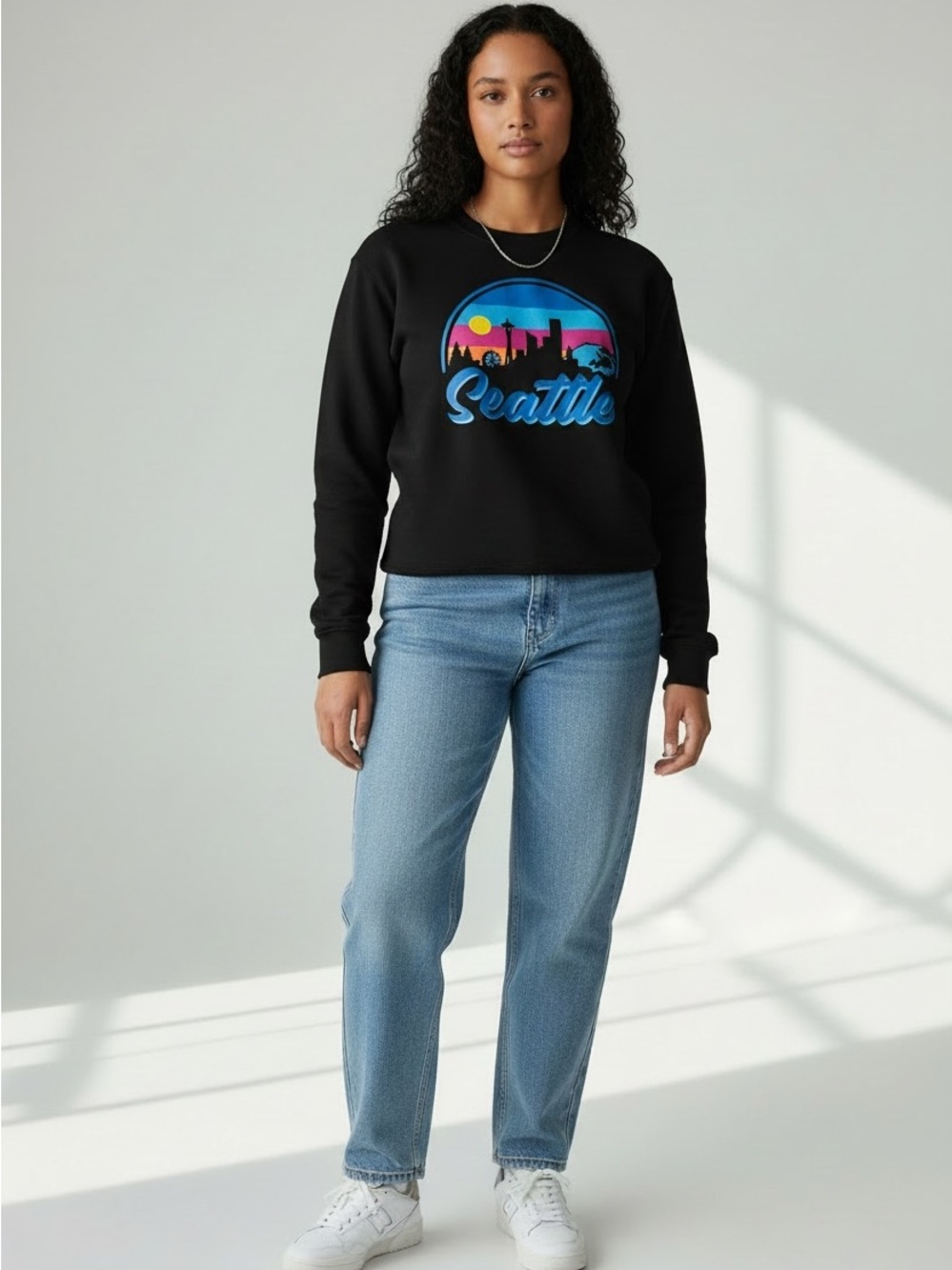 Seattle Graphic Black Crewneck Sweatshirt